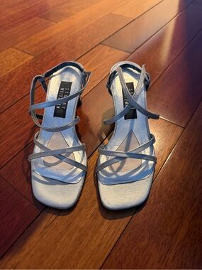 Stuart Weitzman Silver Strappy Slingback Heels